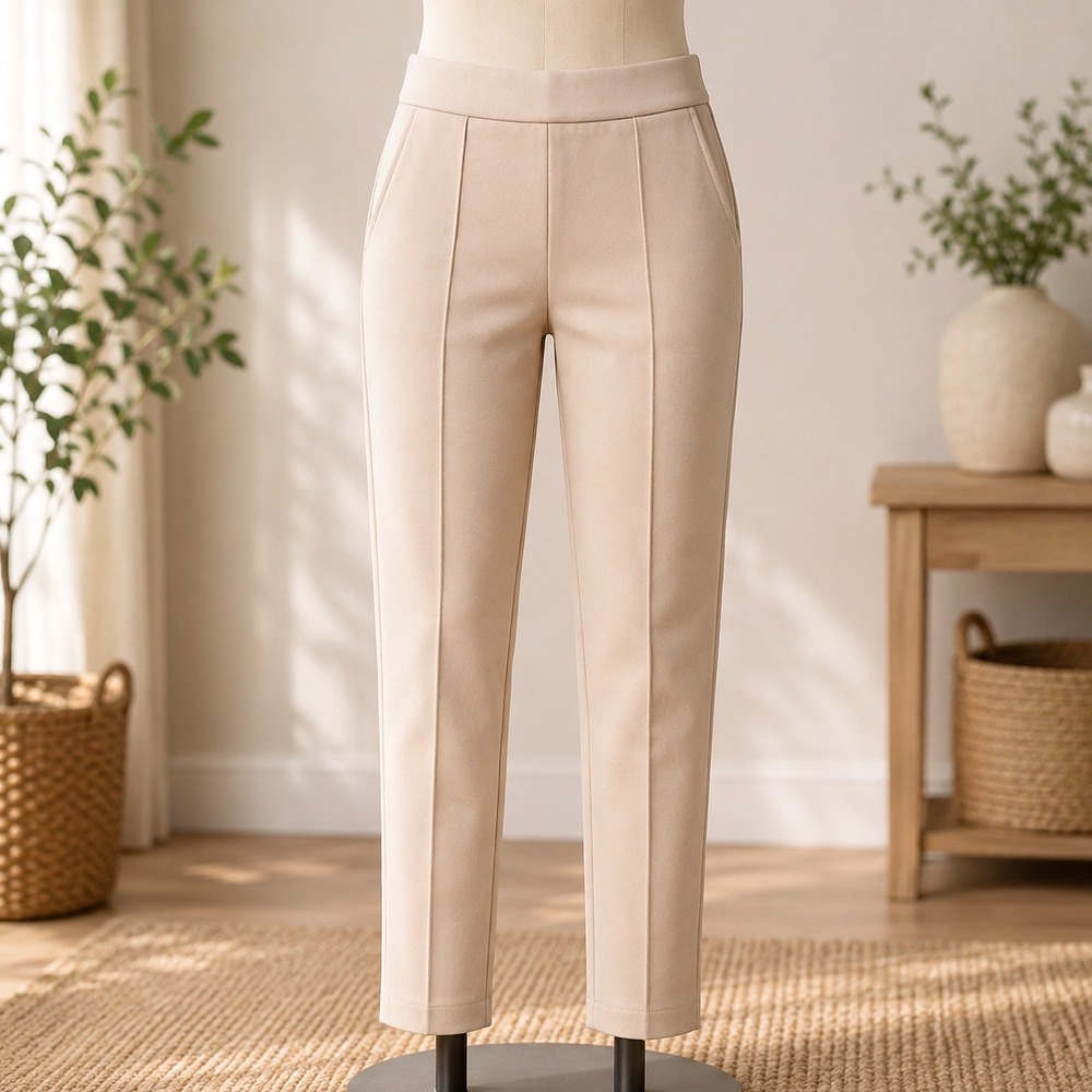 Marciano by Guess Trousers Womens 8 Beige High Waisted Slim Leg Crease Tailored